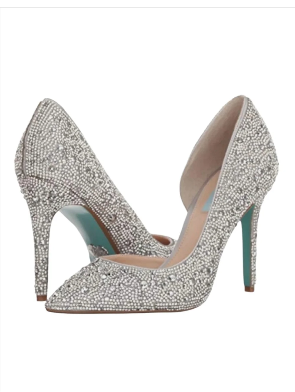Betsey Johnson Hazil Silver Rhinestone Pumps 7.5